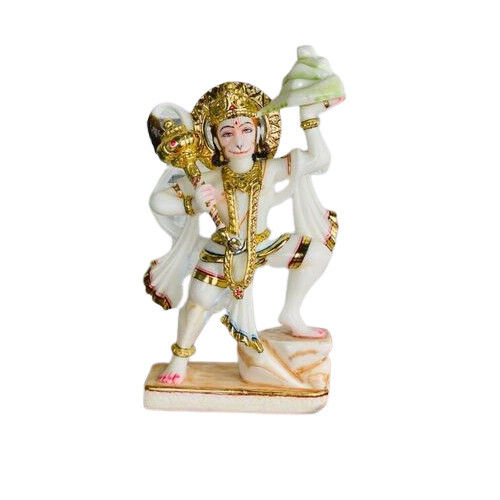 Handcrafted Pure White Marble Hanuman Ji Statue