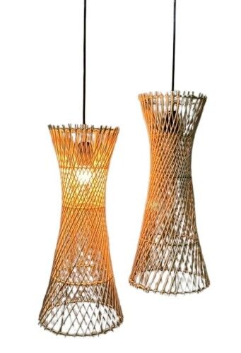 Natural Light Brown Designer Rattan Cane Hanging Lamps