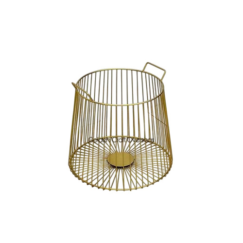 Metal Gold Laundry Basket - Color: Golden