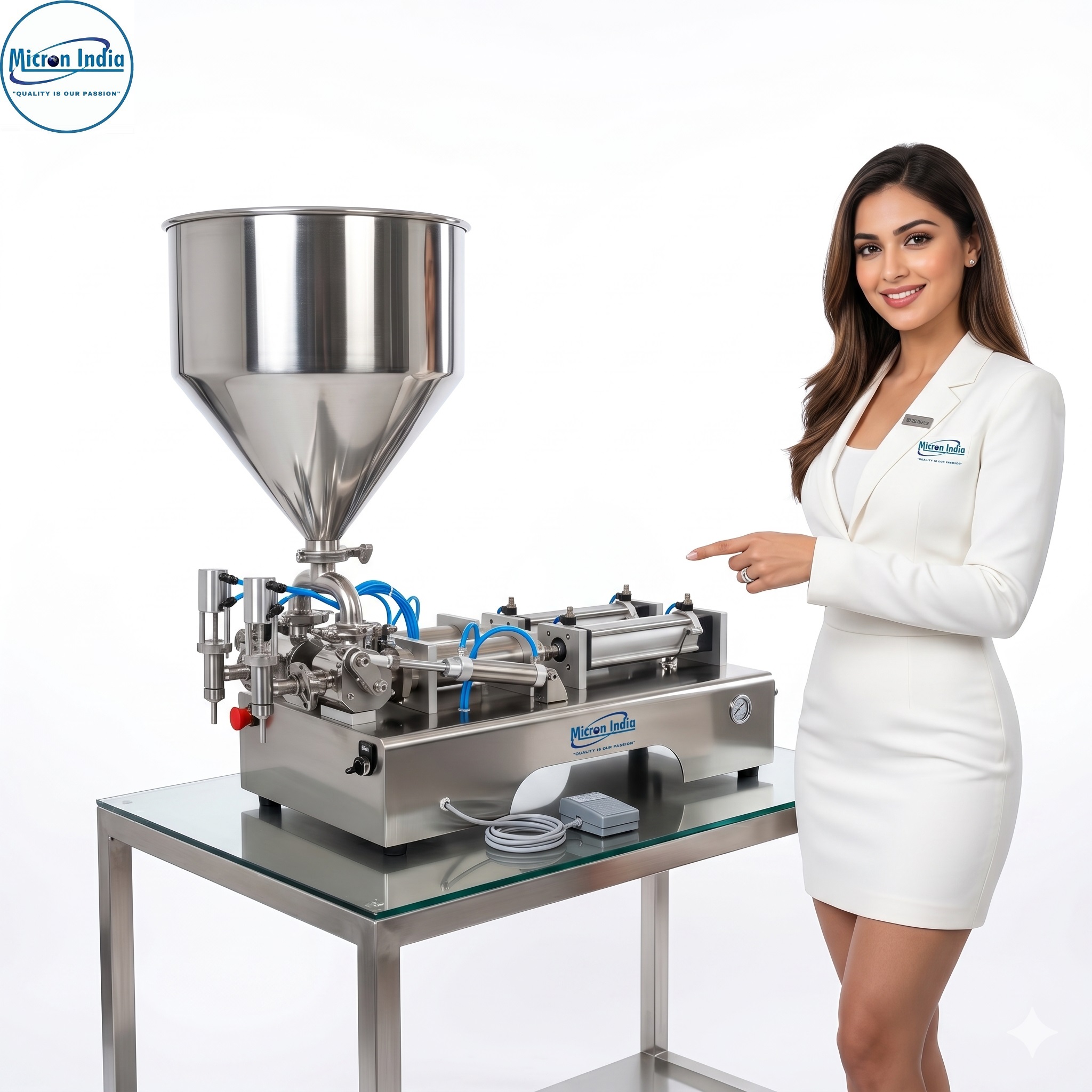 Single Head Honey Filling Machine - Stainless Steel SS304, 3x2x1 ft, Silver | PLC Control, Pneumatic Drive, 7 Pcs/Min, Precise Volume