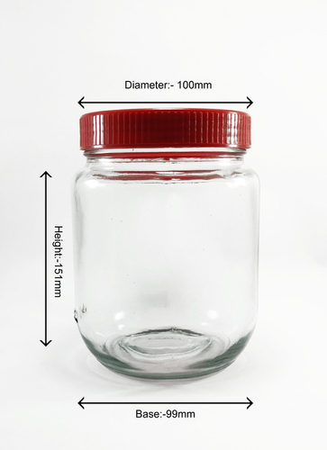 1 kg Round Glass Jar - Glass Material Transparent Color | Versatile for Food Processing and Home Kitchen Storage