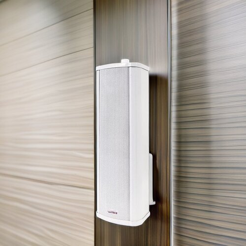 20W Poe Wall Mount IP PA Speakers - w110 x h580 x d89 mm, White | SIP & ONVIF Compatibility, Remote Volume Control, API Integration, In-built Firewall