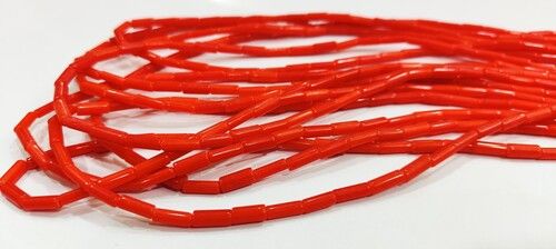 Red Coral Tubelite 4x10mm Approximately Sold Per Strand 14 Inches Long