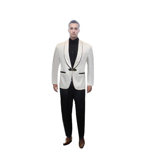 White Blazer with Shawl Collar and Black Satin Accents Rental for 4 Days