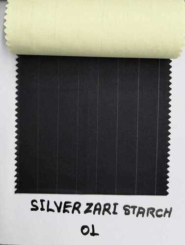 Silver Zari Stretch Shirting Fabric