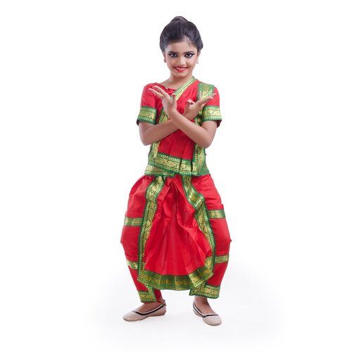 Bharatnatyam Dance Fancy Dress And Costume For Kids - Red