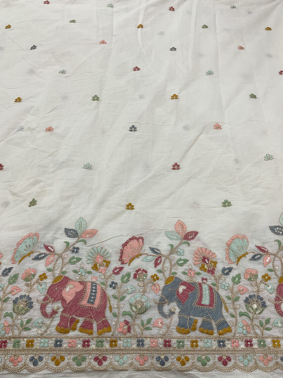 Multi Color Cotton Digital Printed Fabric - GSM-80, Jall Floral Pattern, 100% Cotton Material | All Season Versatile Apparel Usage