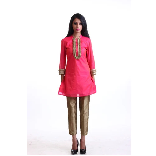 Fuchsia Glitters Kurti - Color: Pink
