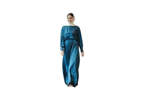 Navy Blue Satin Maxi Dress - Available in All Sizes Elegant V-Neckline and Overlapping Tie Design for Comfortable Flow