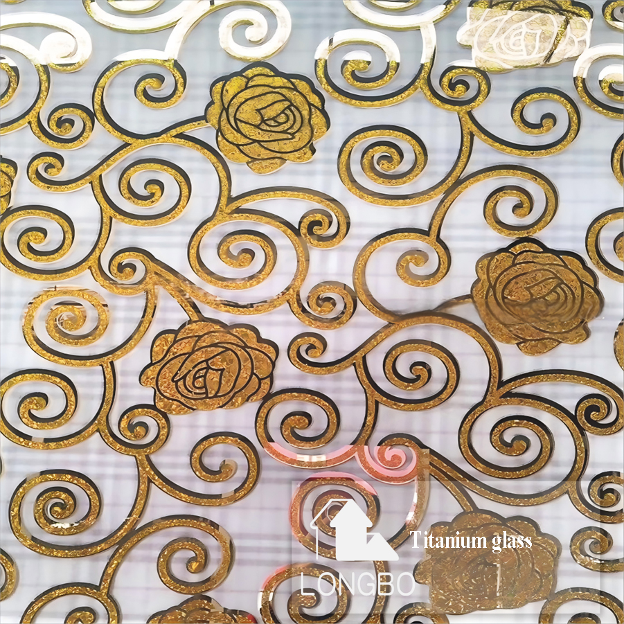 Acid Etched Titanium Art Pattern Glass - Color: Golden