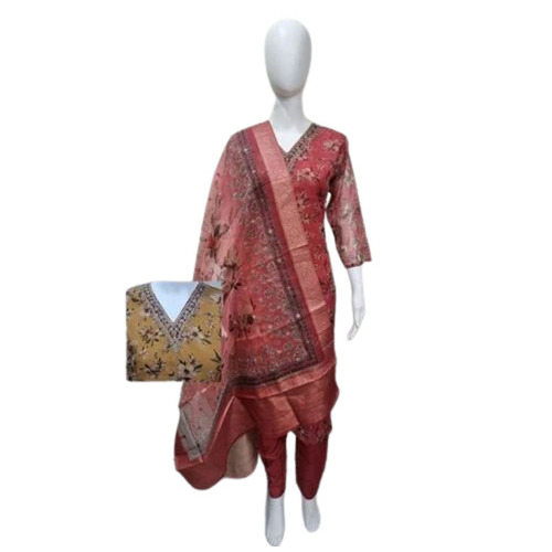 Ladies Flower Printed Kurti - Color: Red