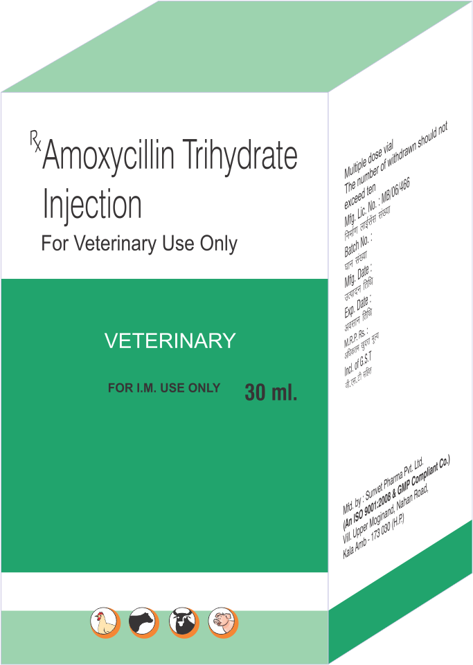 Amoxycillin Trihydrate Veterinary Injections 30 Ml