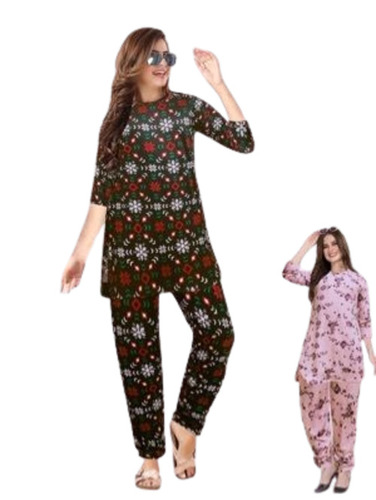 Ladies Night Dress - 100% Cotton, Customized Sizes (S, M, L, XL) | Multicolor Printed Design, Light Weight and Breathable 3/4 Sleeve Style