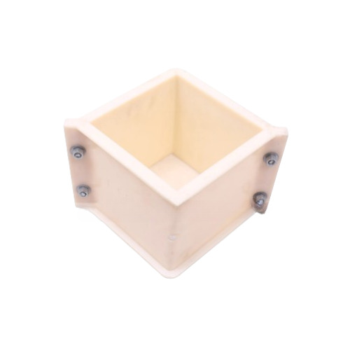 PVC Cube Mould - 150mm x 150mm x 150mm Cream Plastic with Glossy Finish - Manual Combine Mould for Plain Square Block Shaping