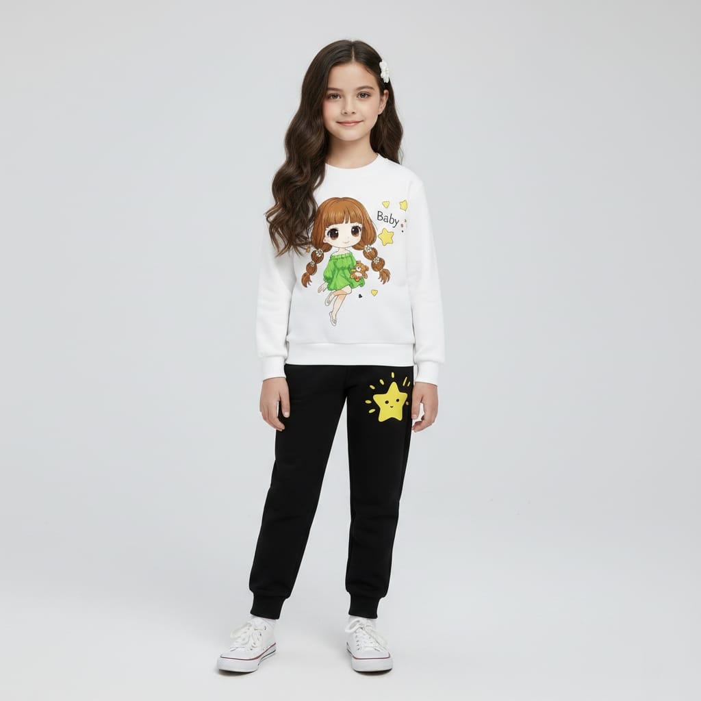 Kids Cotton T Shirt And Pant Set - Cotton Material, Age 1-15 Years, Green and Black Color, Full Sleeve Modern Style | Anti-Wrinkle, Breathable, Washable