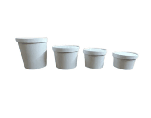 Paper Containers - Paper, 250-750 ml, White | Biodegradable, Eco-Friendly, Recyclable, Moisture Resistant, Lightweight, Disposable