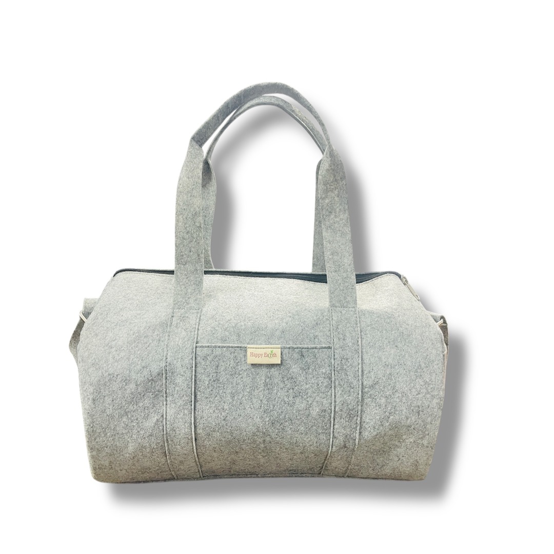 Happy Earth Felt Gray Gym Bag - Color: Light Grey