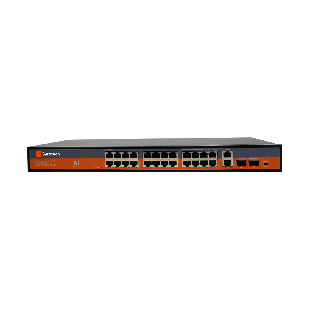 Syrotech Sy-2400P-2T-2S-400W Unmanaged Poe Switch - Color: Black