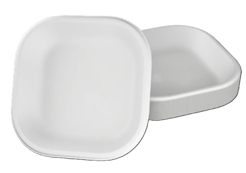 Classic Global Biodegradable Bowl - 7 Inch Square, 2.5 Inch Height | White Bagasse Material, 120ml Capacity, Hard Texture