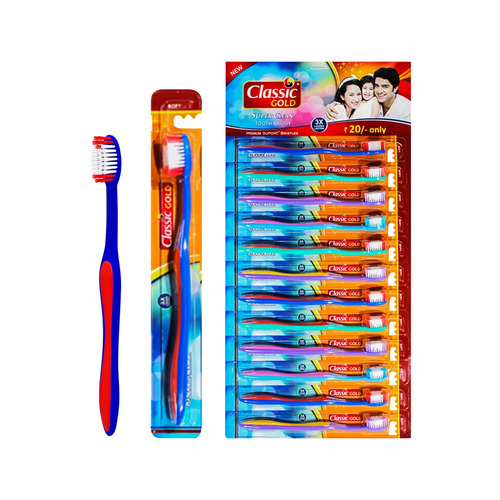 Classic Gold Super Clean Oval Head Adult Toothbrush - Color: Multicolor