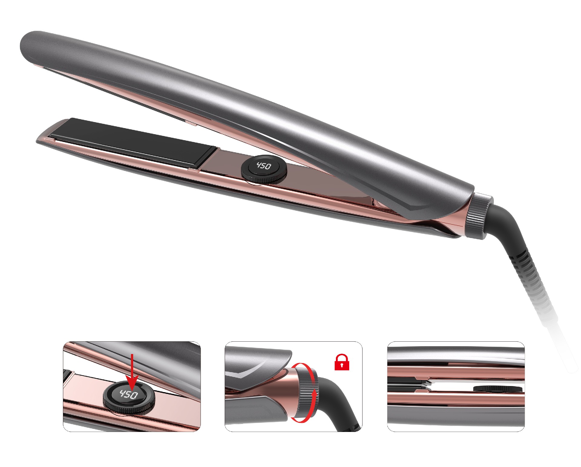Lm-196 Professional Hair Straightener - Features: Fast Heat-Up