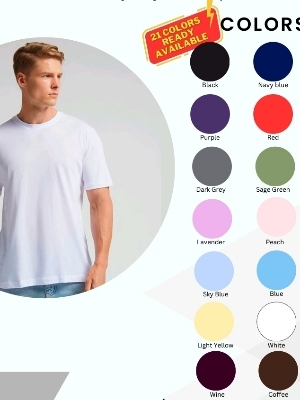 Basic Crew Mens Regular Fit Round Neck T- Shirt - Color: 21 Colors Available