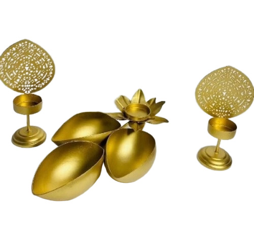 Brass Coated Pooja Diya - Color: Golden