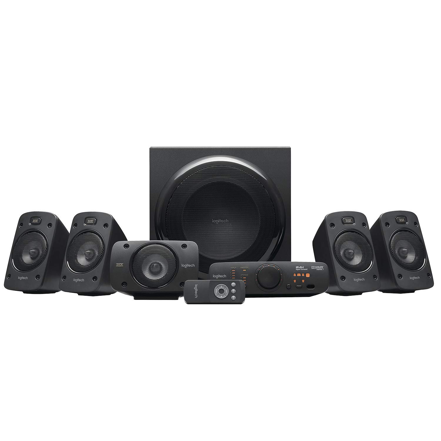 Logitech Z906 5.1 Channel Surround Speaker System - Cabinet Material: Wood