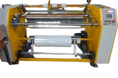 Fabric Roll Slitting Winding Machine - Color: White And Yellow