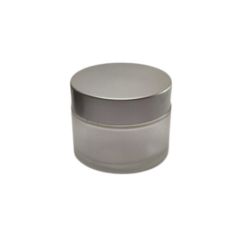 50 Gram Clear Frosted Glass Jar with Silver Lid