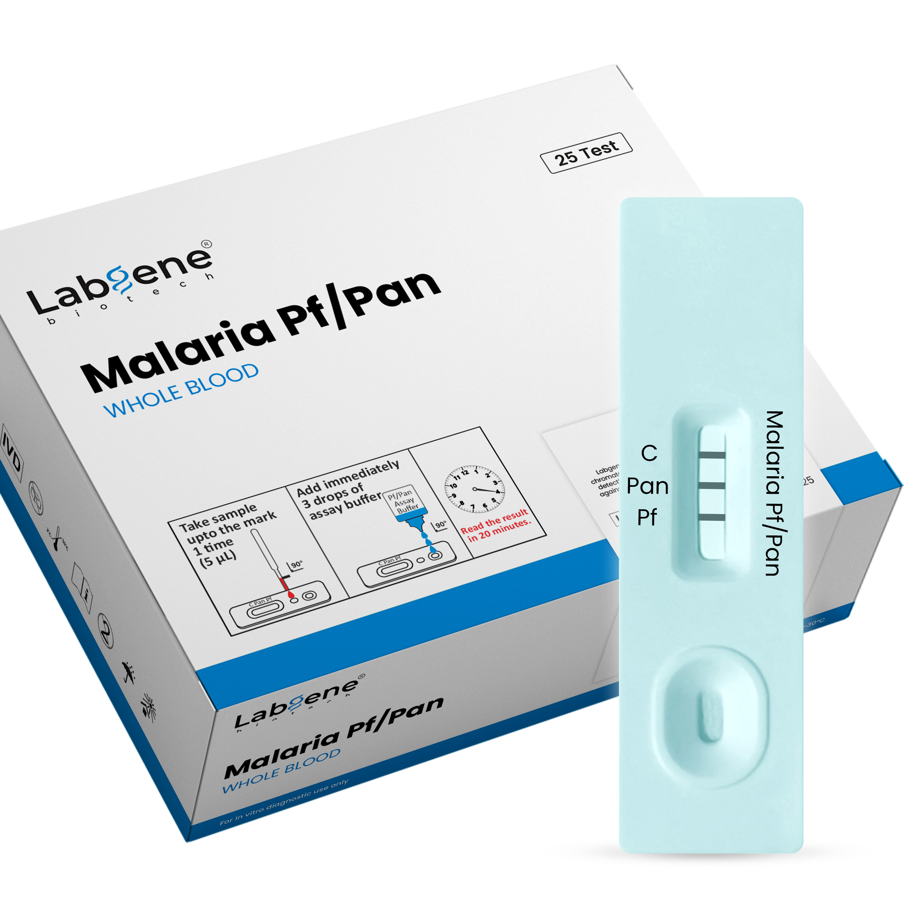 Malaria Pf/Pan Rapid Test Kit 25 Test Kit Pack - Accuracy: 100 %