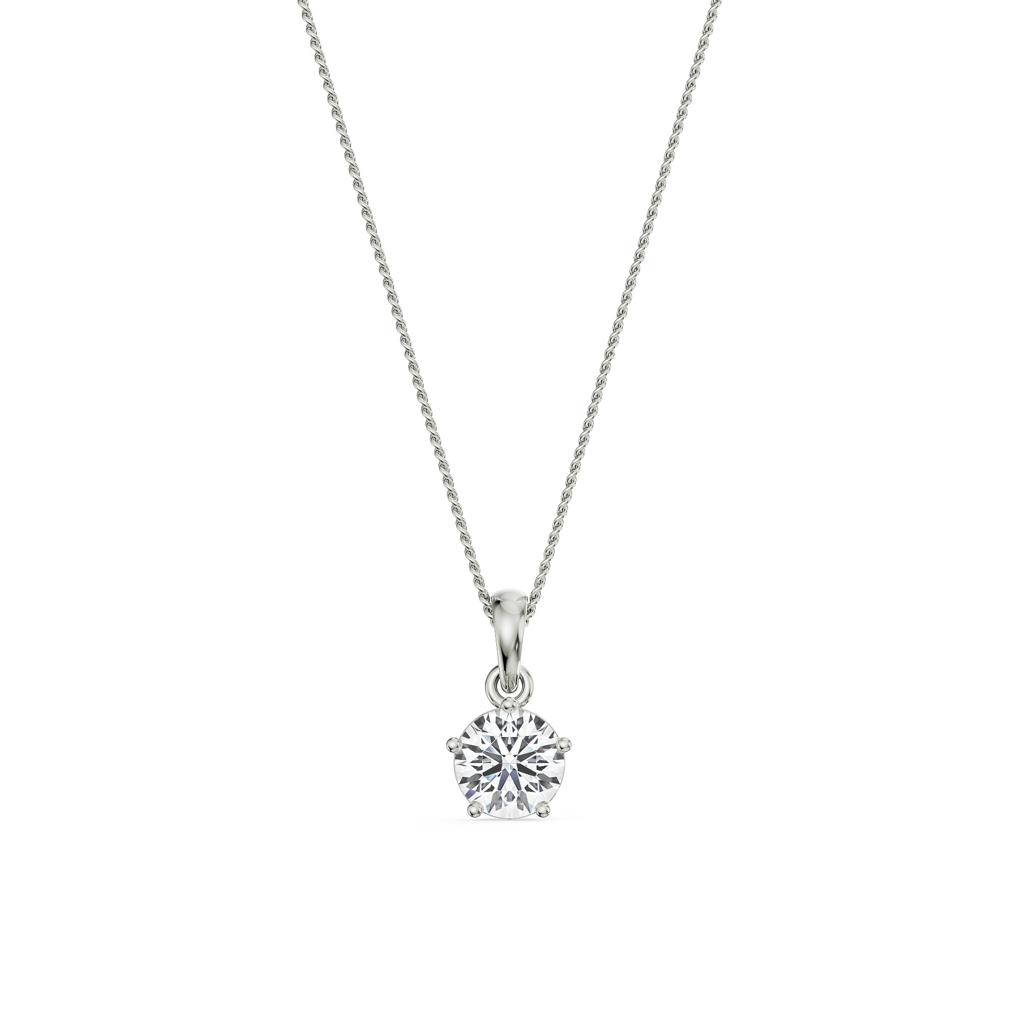 Round Brilliant Diamond Casual Necklace In 14Kt/18Kt - Color: White