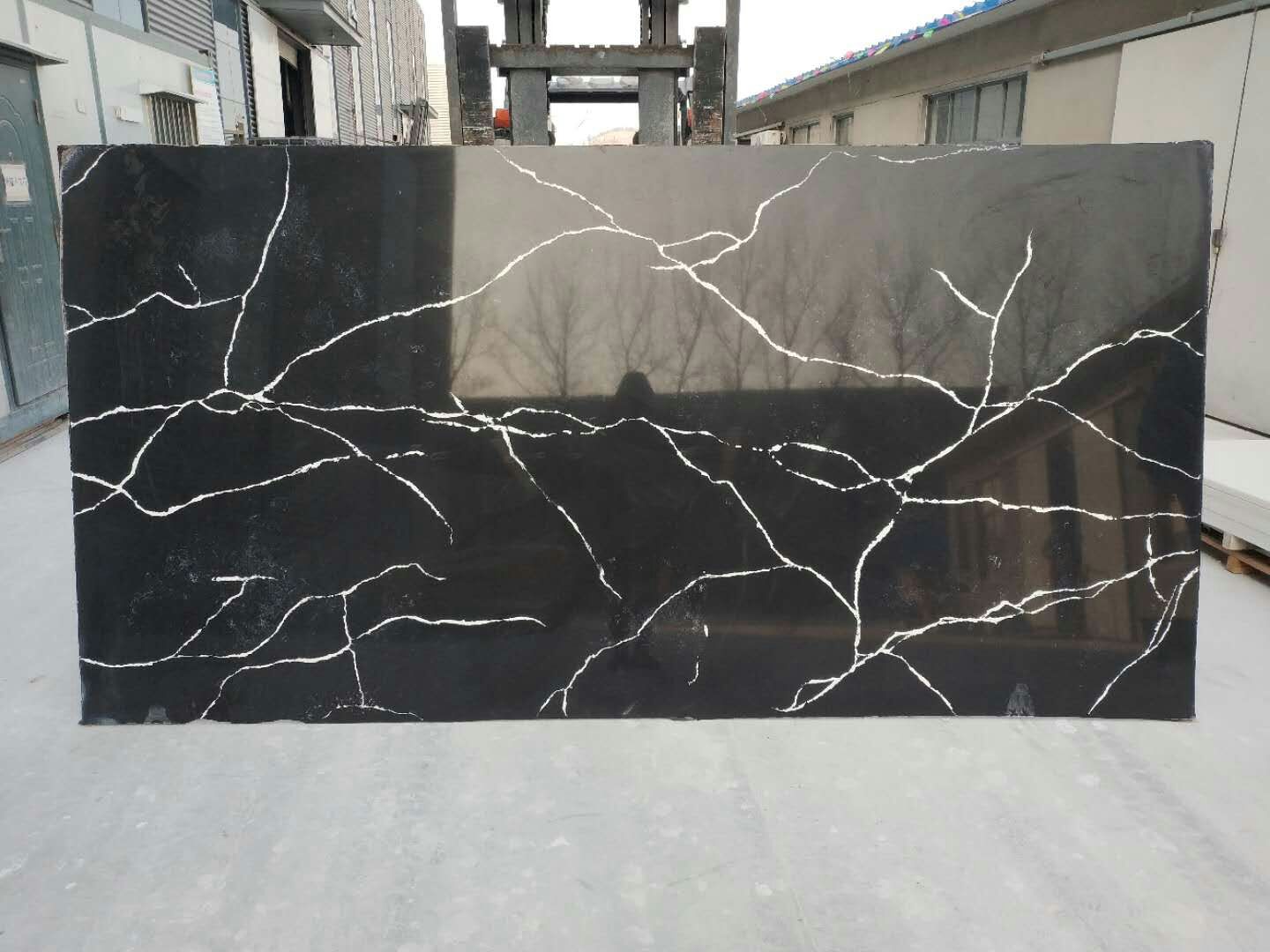 Artificial Quartz Modern Black Slabs Calacatta Countertops Stone Benchtop