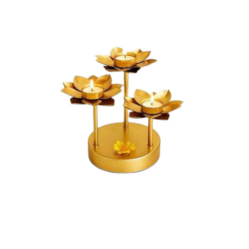 Decorative Candle Stand With 3 Rods 6 Inch Base And 5 Inch Flower Tealight Holder - Features: Durable