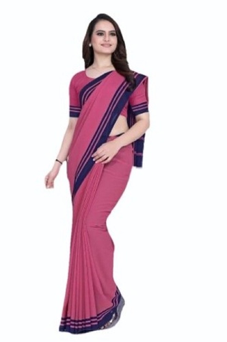 Plain Saree - Color: Red And Black
