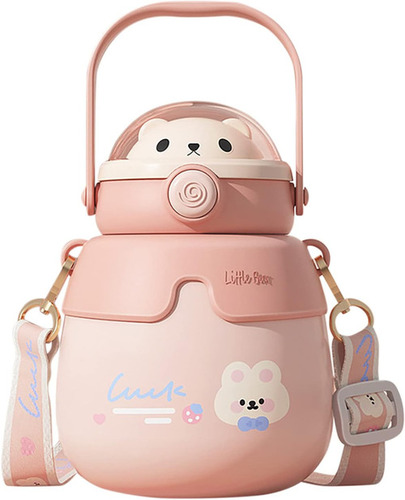 850Ml Kawaii Kids Water Bottle - Color: Beige