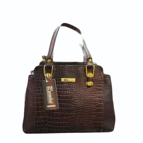 Brown Women Leather Bag - Design: Plain