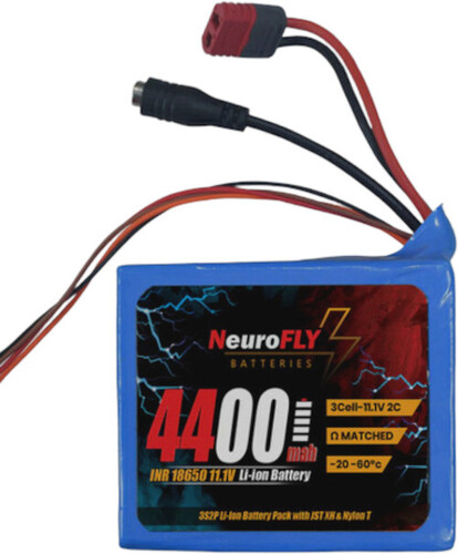 Neurofly 11.1V 4400Mah 18650 Li-Ion Battery Pack With 2C Discharge Rate - Features: Compact Power