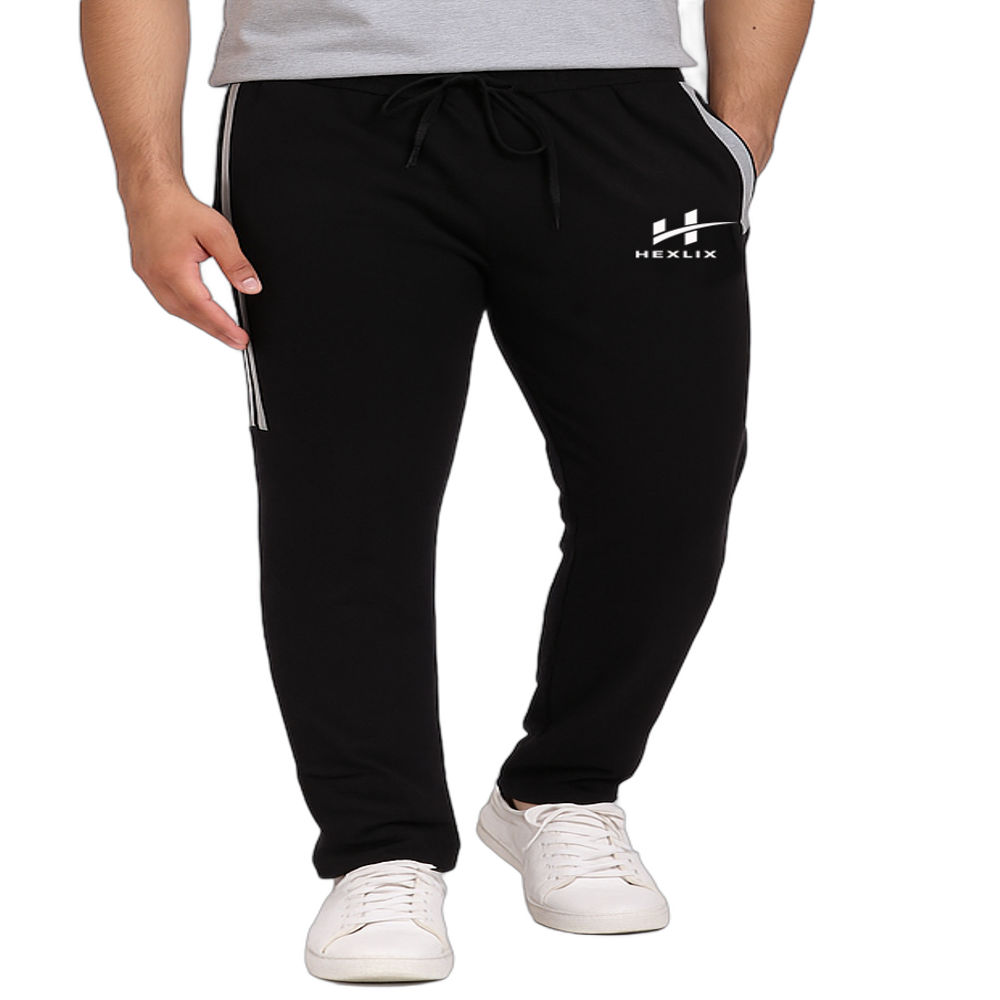 Men Black Striped Cotton Blend Lower