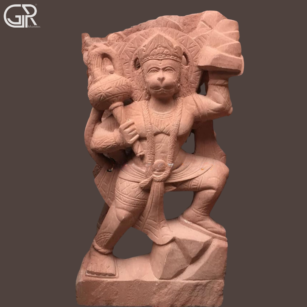 Sandstone Hanuman Statue - Color: Orange