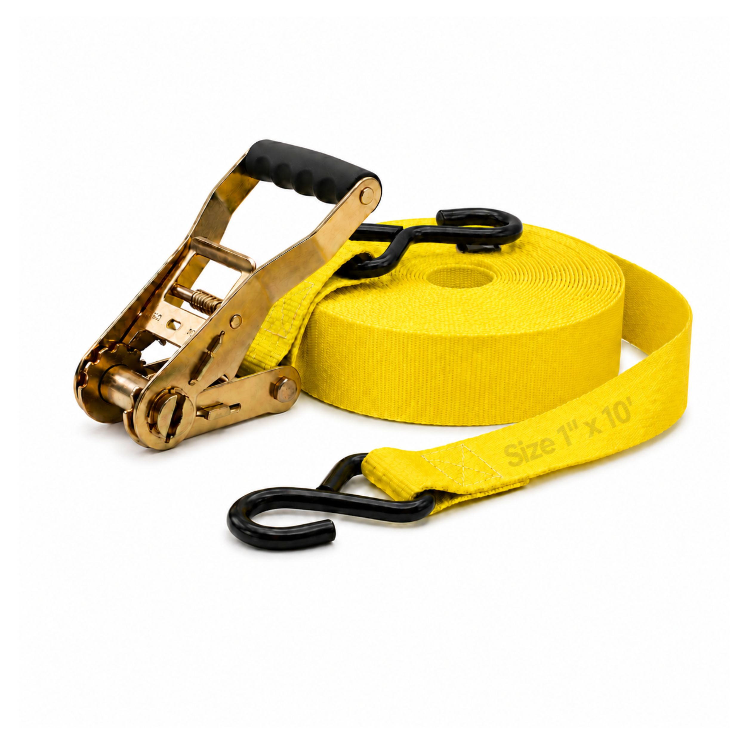 1 X 10 Inch Tie Down Ratchet Straps - Zinc-Plated Steel, Gray, Manual Operation, Durable Strong Design