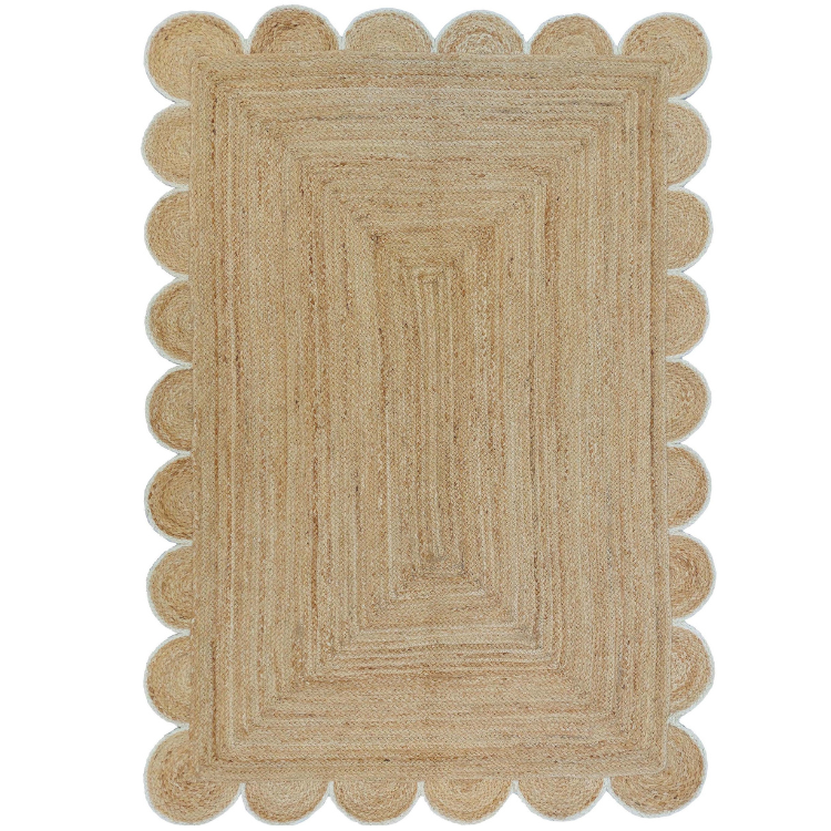 Area Rug Jute Scalloped Natural