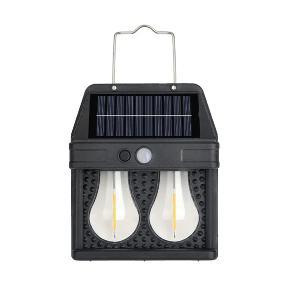 Solar Wall Outdoor Light With 2 Bulbs - Color: White
