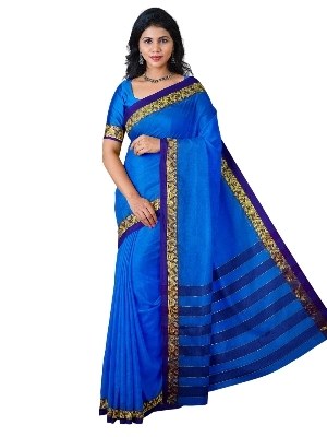 Pure Cotton Handloom Saree With Temple & Peacock Borders