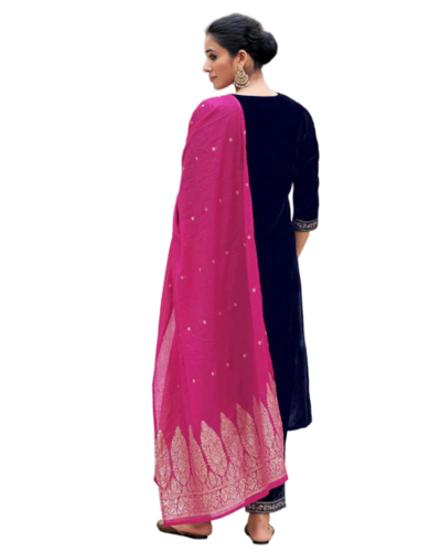 Women Velvet Kurta Pant Dupatta Set