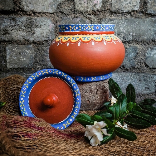 Terracotta Warli Round Pot