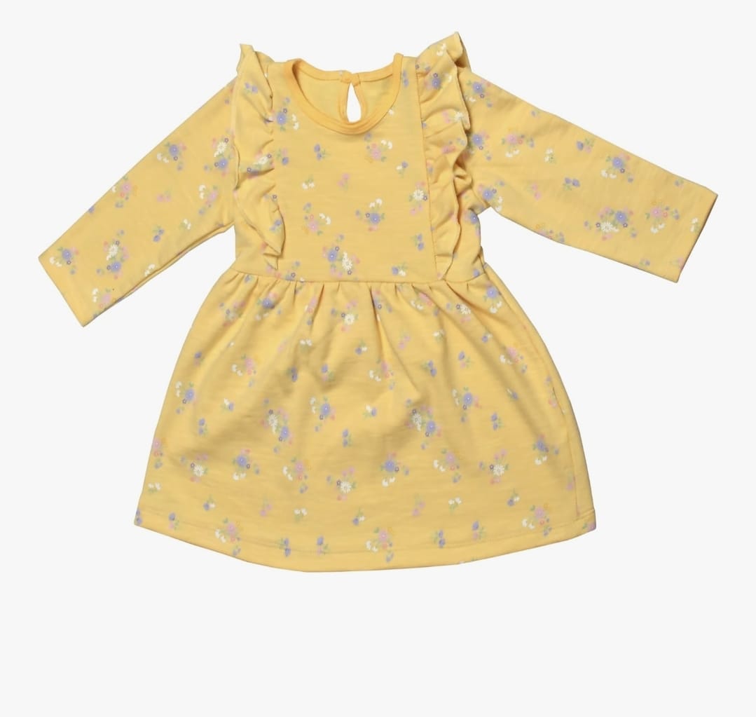 Winter Full Sleeve Baby Dress - Color: Yellow