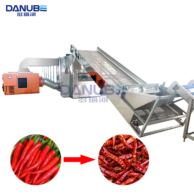 Mesh Belt Dryer Chili Drying Production Line Drying Chili Peppers Dehydrator Dry Chili Grinding Machine - Capacity: Customized Kg/Hr