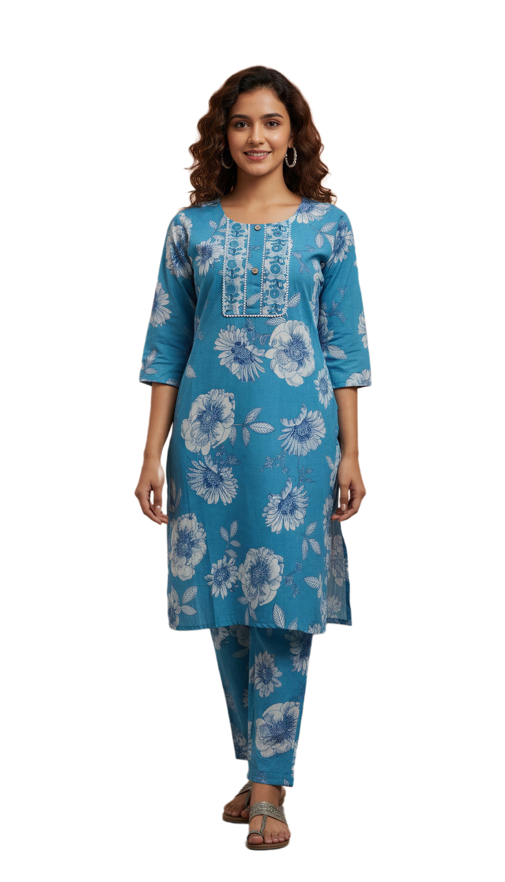 Women Printed Kurti With Pant - Bust Size: 32  Centimeter (Cm)