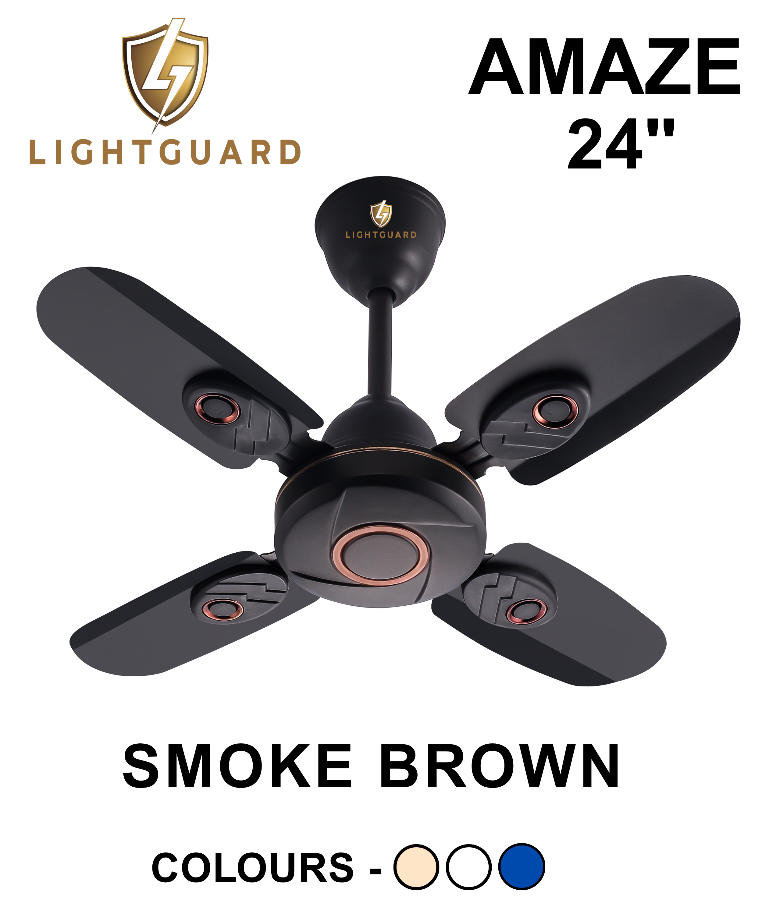 Lightguard Amaze 600Mm (24 Inch) Heavy Duty 4 Blade High Speed Ceiling Fan - Blade Diameter: 253 Millimeter (Mm)